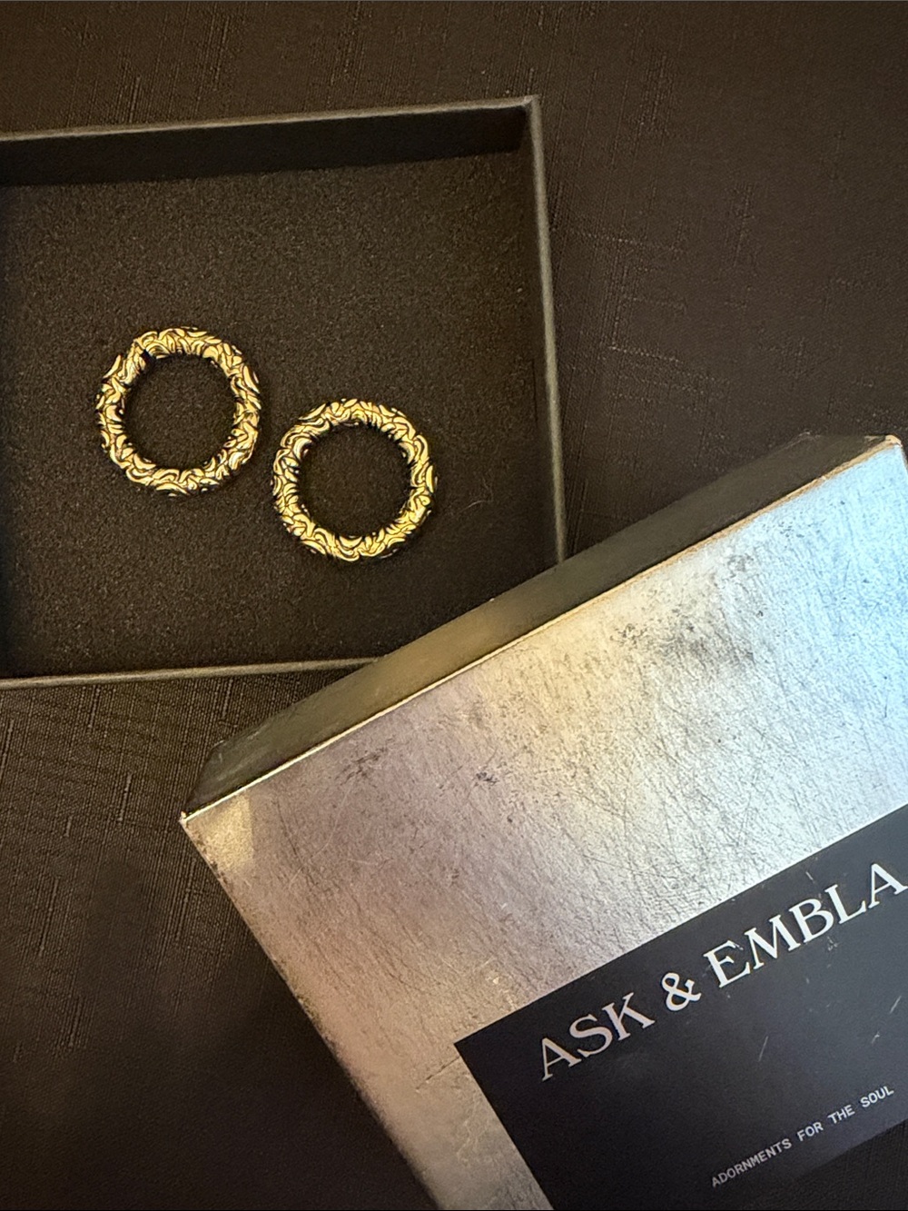 Ask & Embla Gold Textured Hoop Hangers